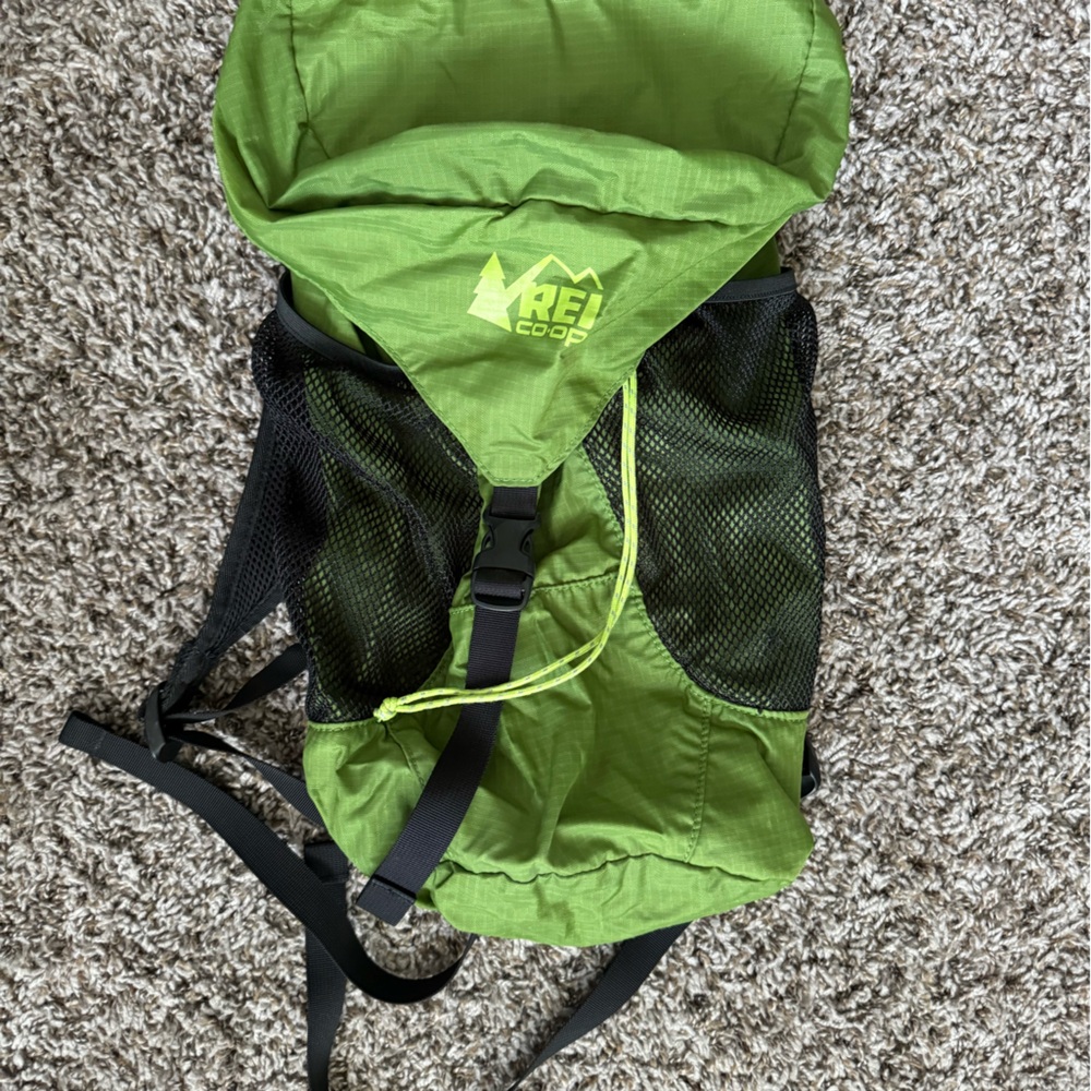 Small green REI backpack